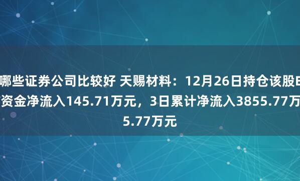 哪些证券公司比较好 天赐材料：12月26日持仓该股ETF资金净流入145.71万元，3日累计净流入3855.77万元