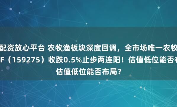 配资放心平台 农牧渔板块深度回调，全市场唯一农牧渔ETF（159275）收跌0.5%止步两连阳！估值低位能否布局？