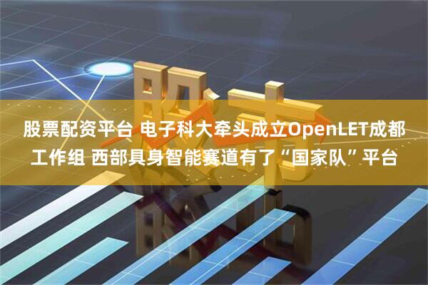 股票配资平台 电子科大牵头成立OpenLET成都工作组 西部具身智能赛道有了“国家队”平台